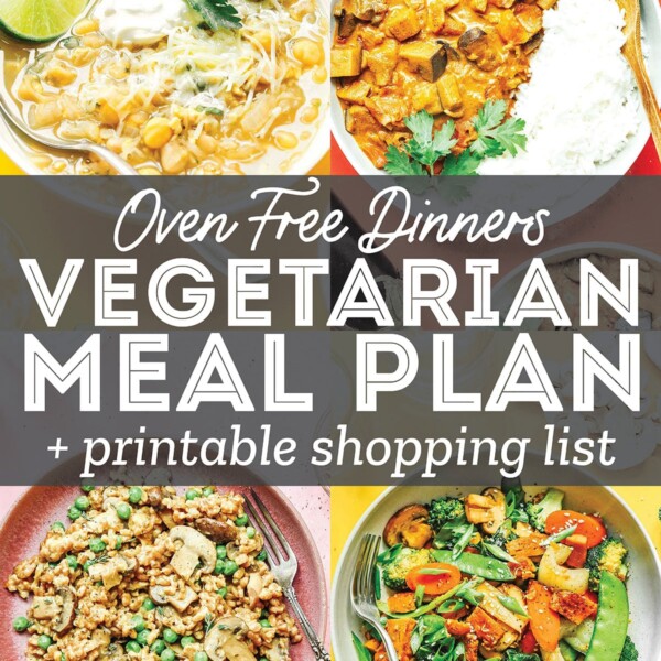 Decorative collage that says "vegetarian meal plan"