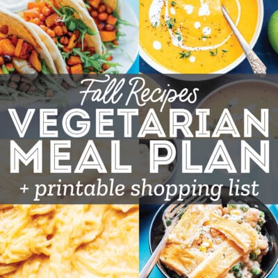 Decorative collage that says "vegetarian meal plan"