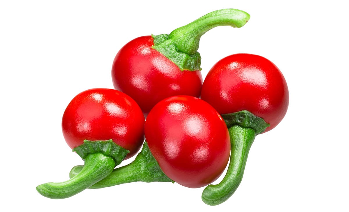 Cherry peppers on white isolated background.
