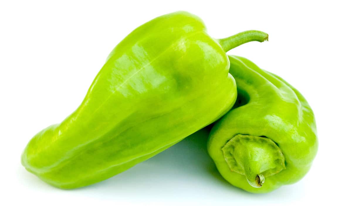 Cuban peppers on white isolated background.