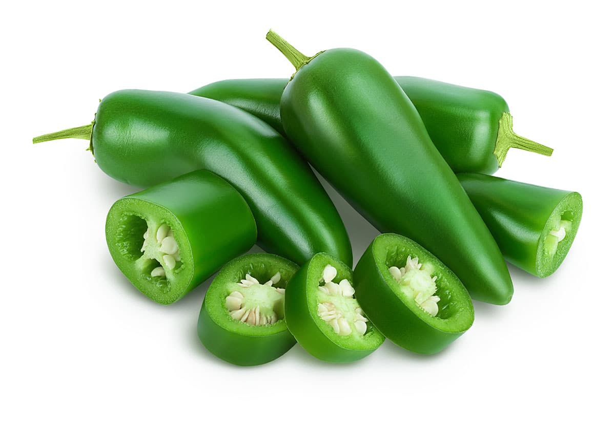 Jalapeno peppers on white isolated background.