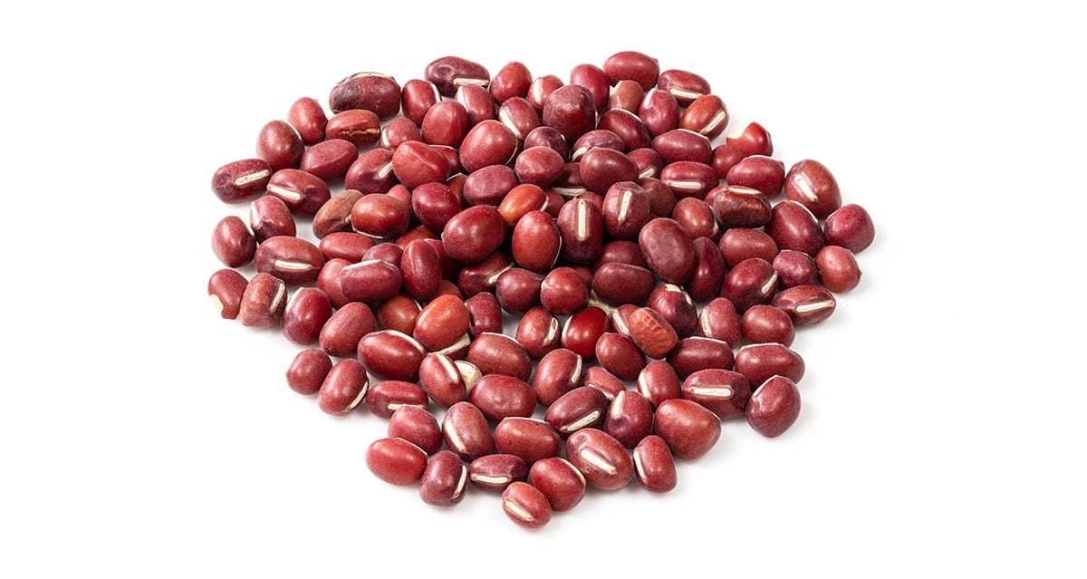 Adzuki beans isolated on a white background.