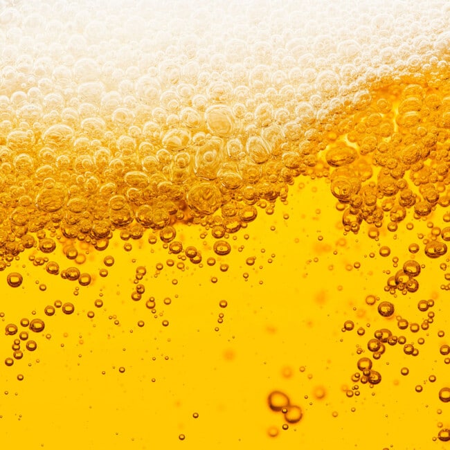 Closeup of bubbly beers