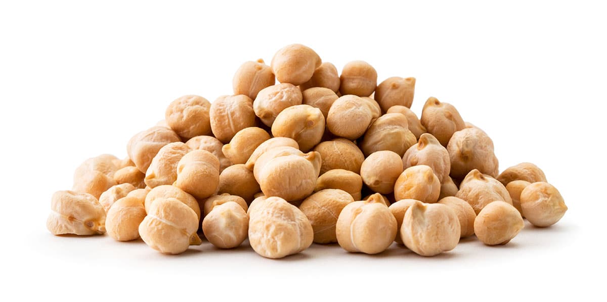 Chickpeas isolated on a white background.