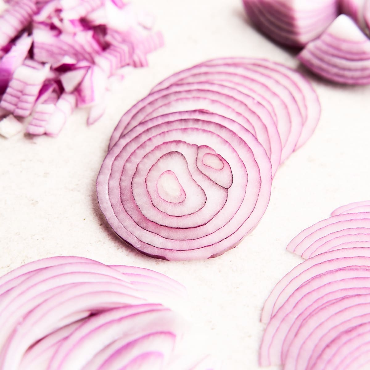 Paper-thin onion slices