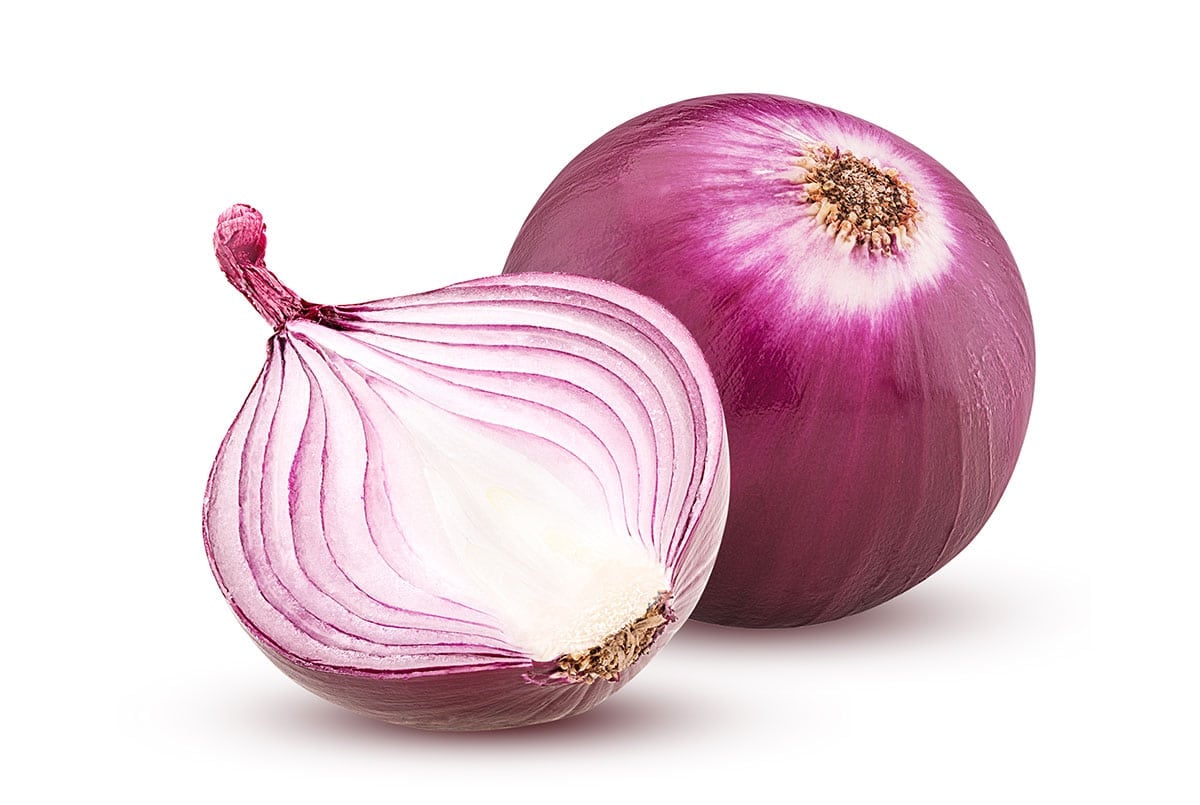 Red onion on a white background.