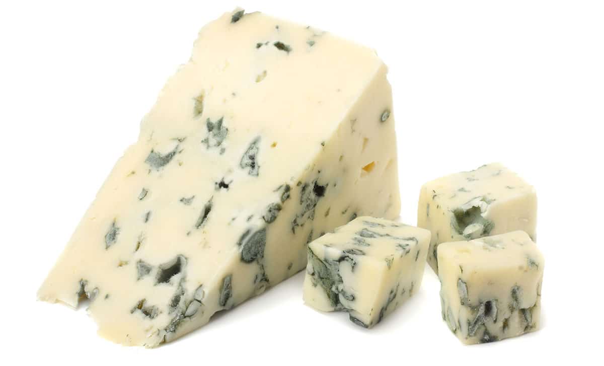 Blue cheese isolated on a white background.