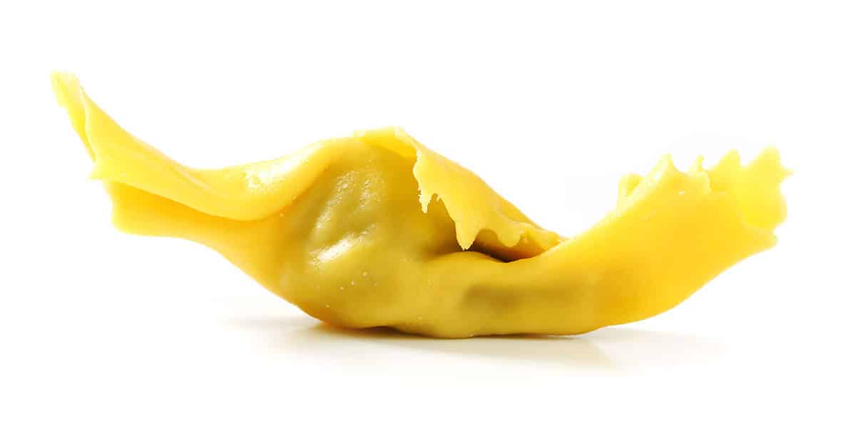 Caramelle pasta on a white background. 