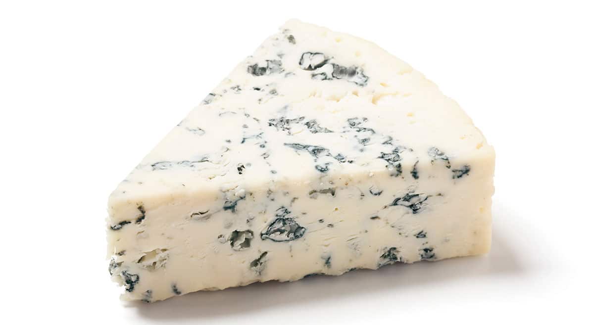 Gorgonzola cheese isolated on a white background.