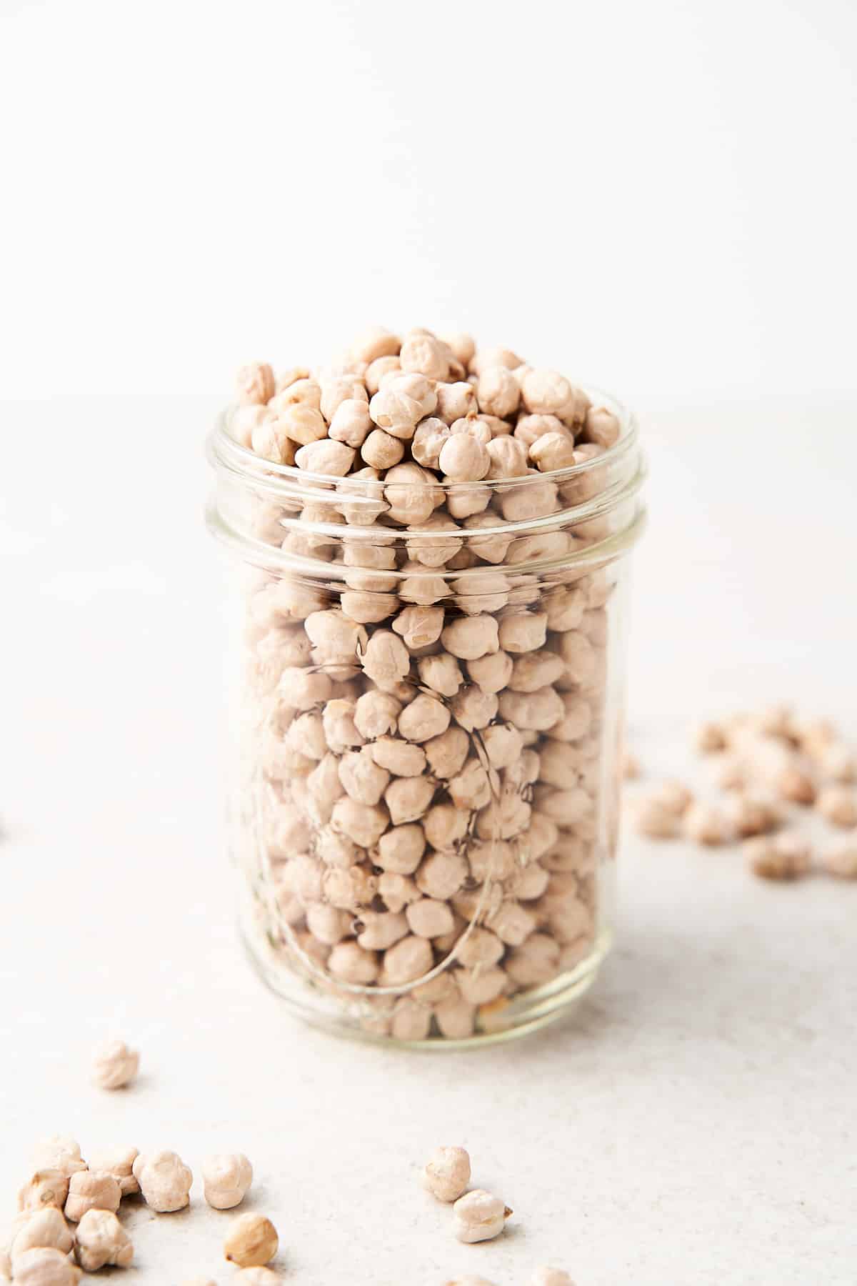 Dried chickpeas in a jar.