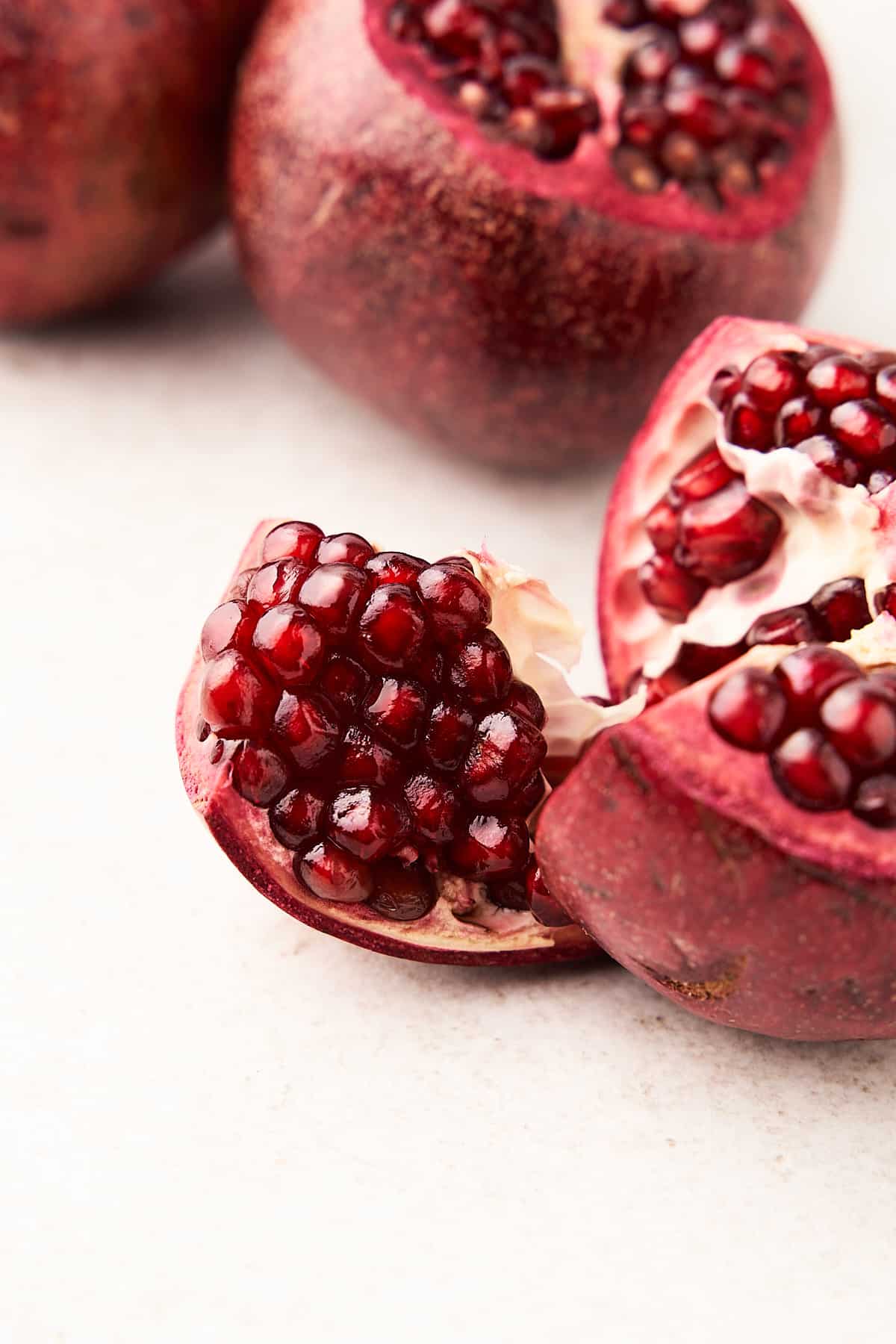 Single pomegranate section with seeds.