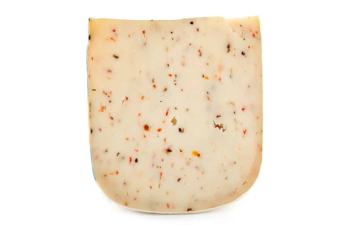 Pepper jack cheese isolated on a white background.
