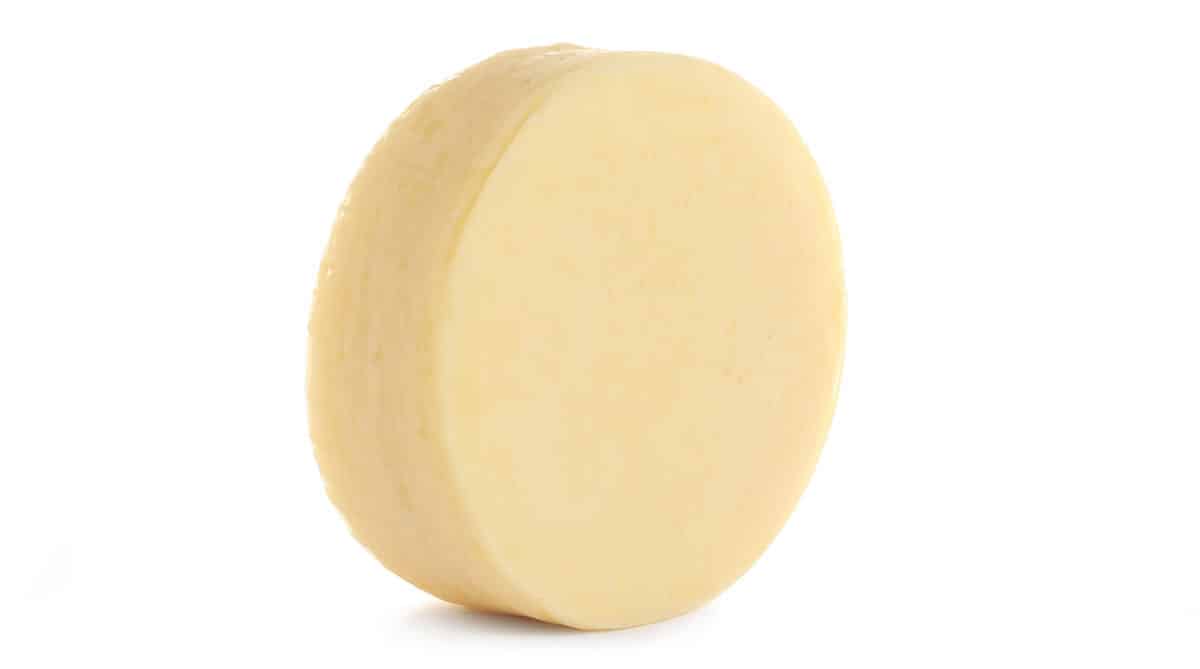 Provolone cheese isolated on a white background.