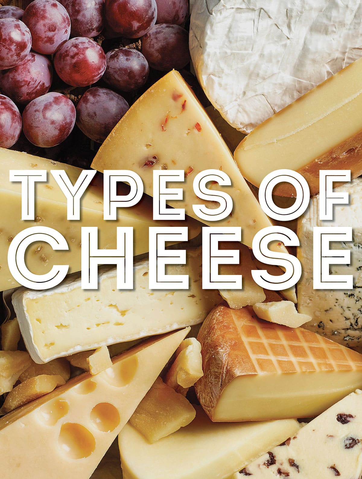 Collage that says "types of cheese"