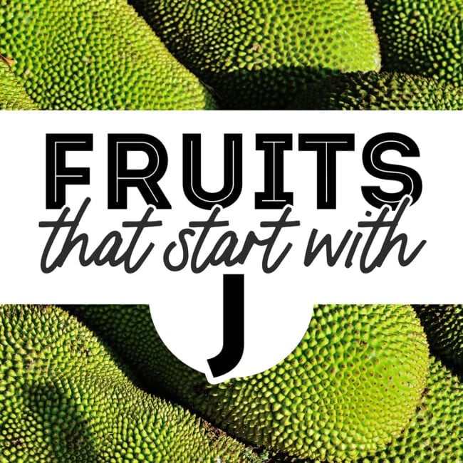 Collage that says "fruits that start with J".
