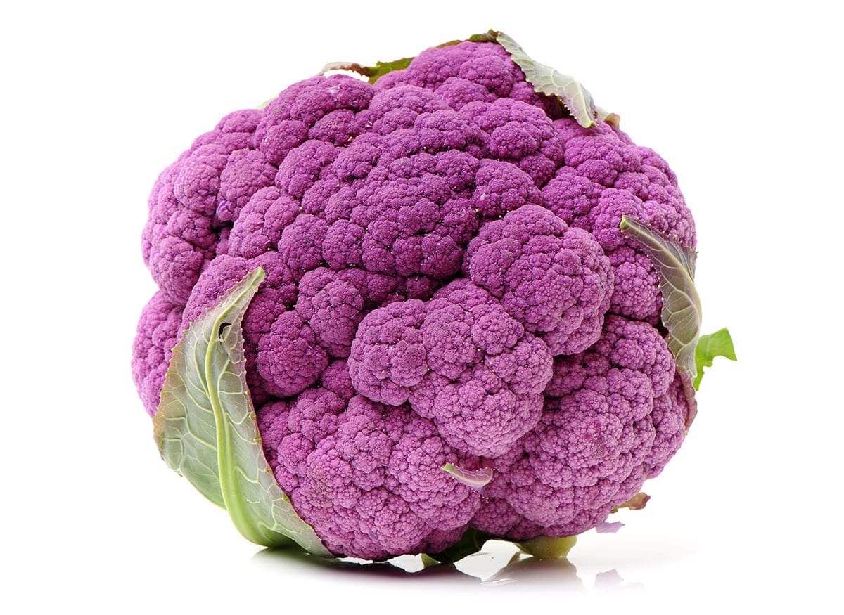 Purple cauliflower on a white background.