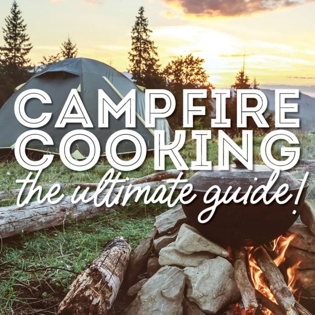 Collage that says "campfire cooking".