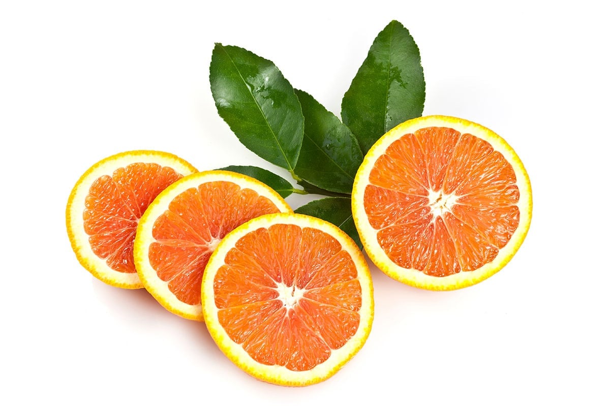 Cara cara oranges on white background.