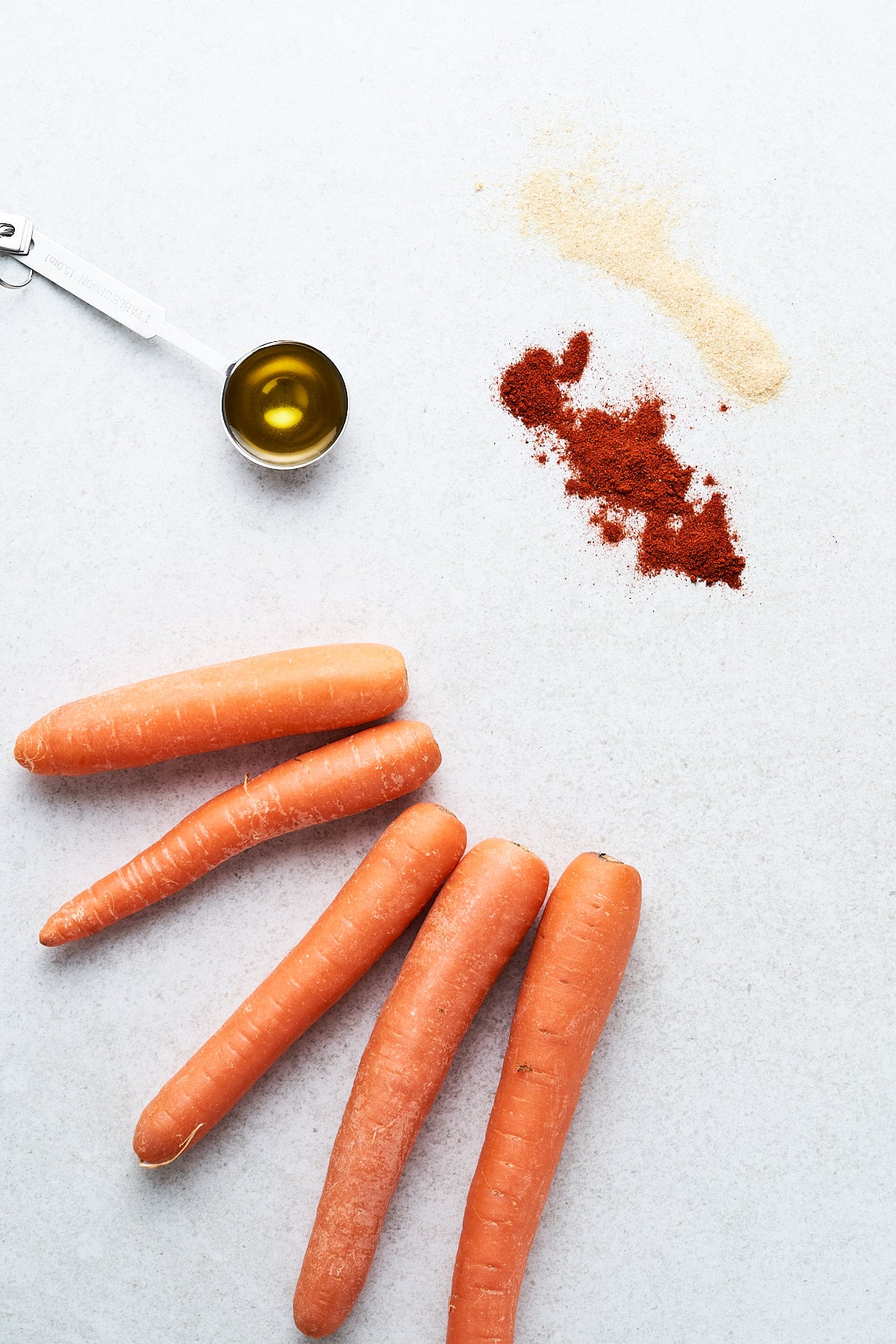 Carrots, oil, and spices.