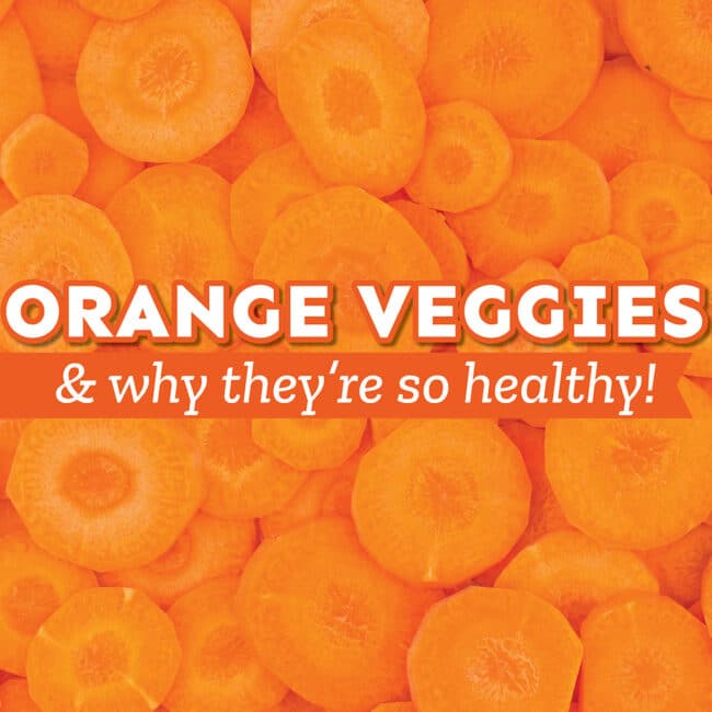 Collage that says "orange vegetables"