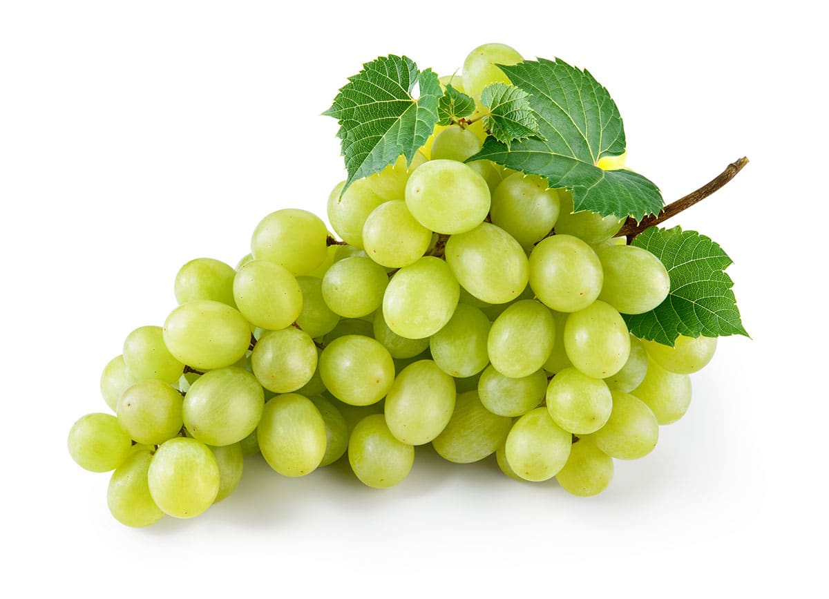 Green Grapes on white background.