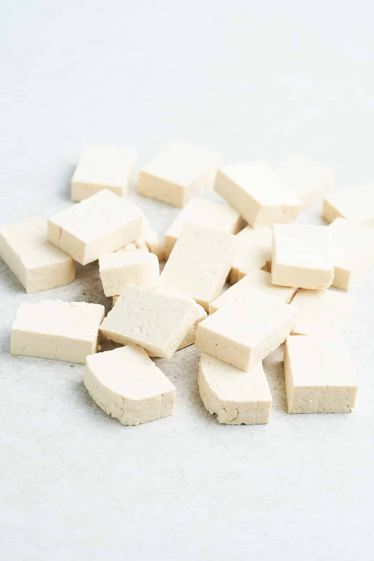 Cubes of tofu.