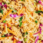 Closeup of ramen salad.