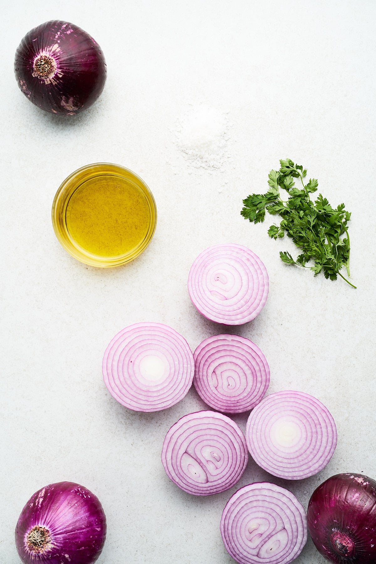 Onions, herbs, oil, and salt.