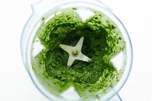 Freezing spinach by pureeing it in a blender.