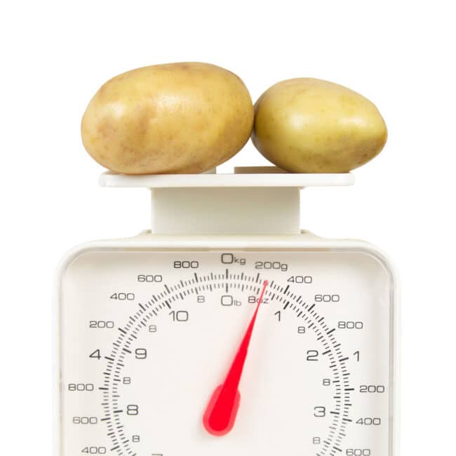 Potatoes on a scale.