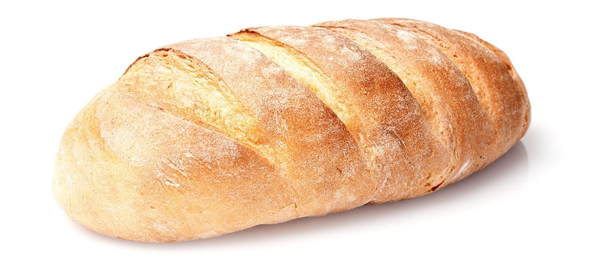 French bread on white background.