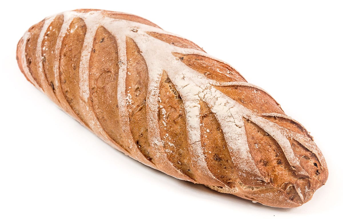 Itlaian bread on white background.