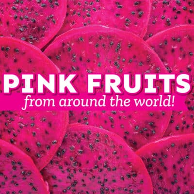 Pink fruits collage.