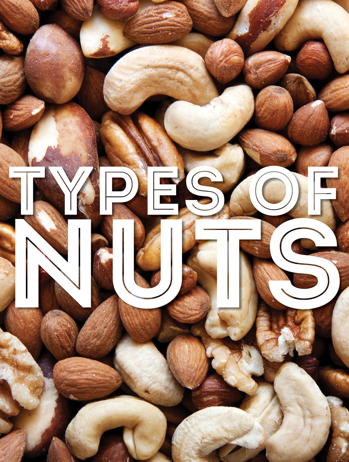 Collage that says "types of nuts".