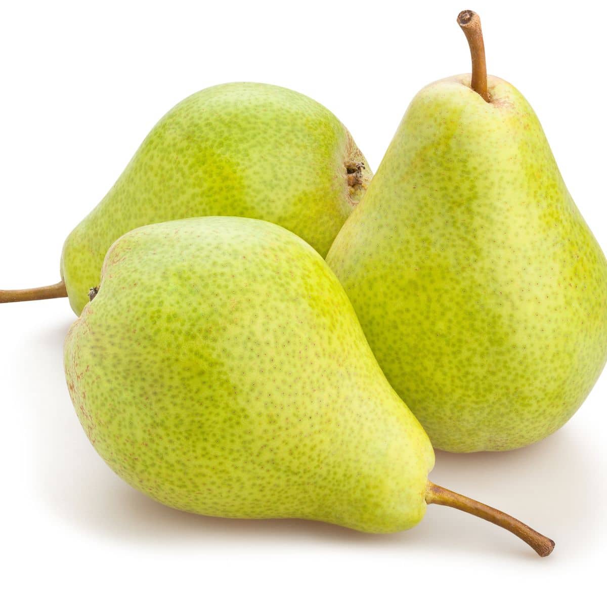 Barlett pears on a white background.