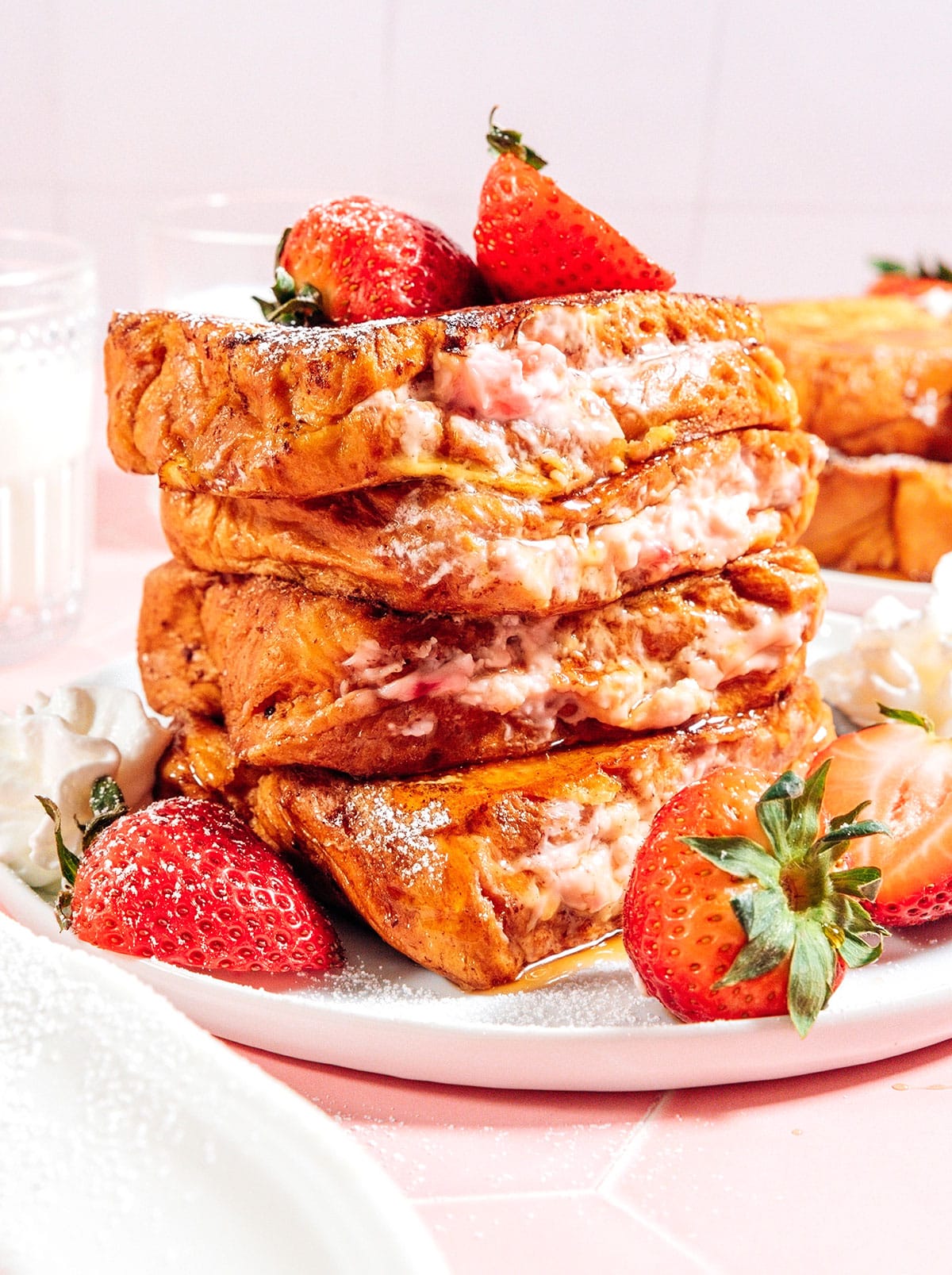 Stuffed french toast with strawberries.