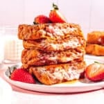 Stuffed french toast with strawberries.