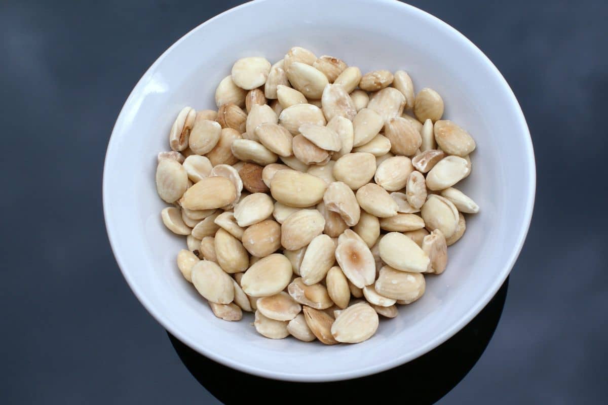 Marcona almonds in a bowl.