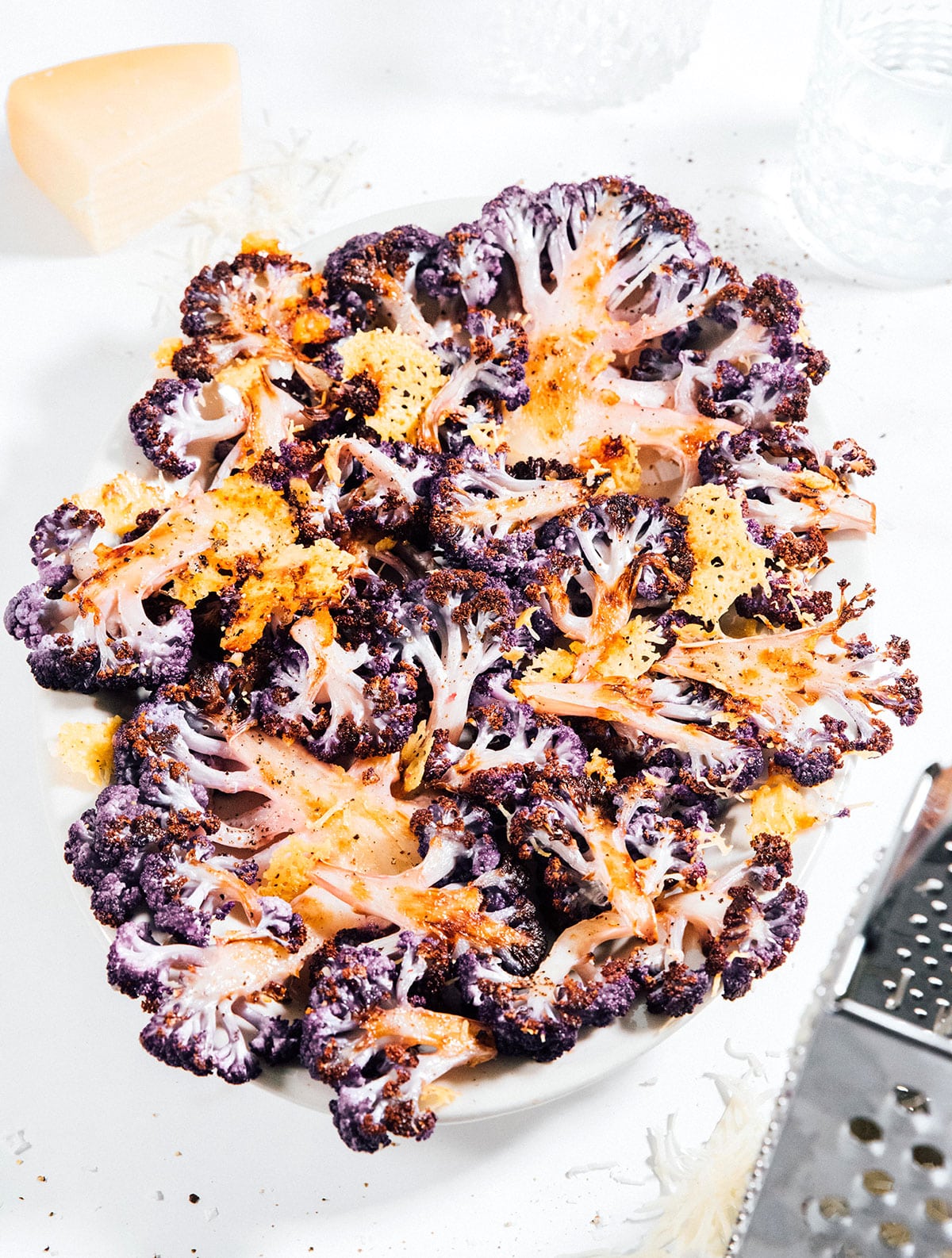 Roasted purple cauliflower with parmesan.