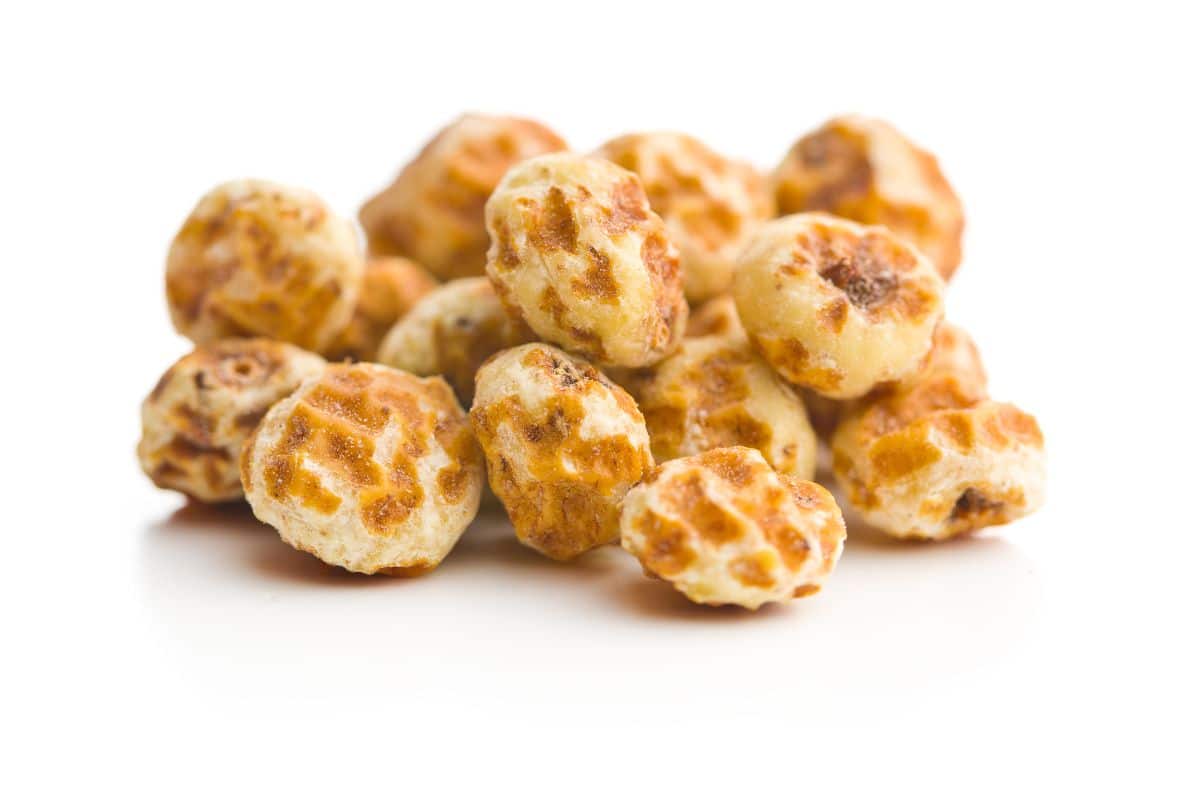 Tiger nuts on a white background.