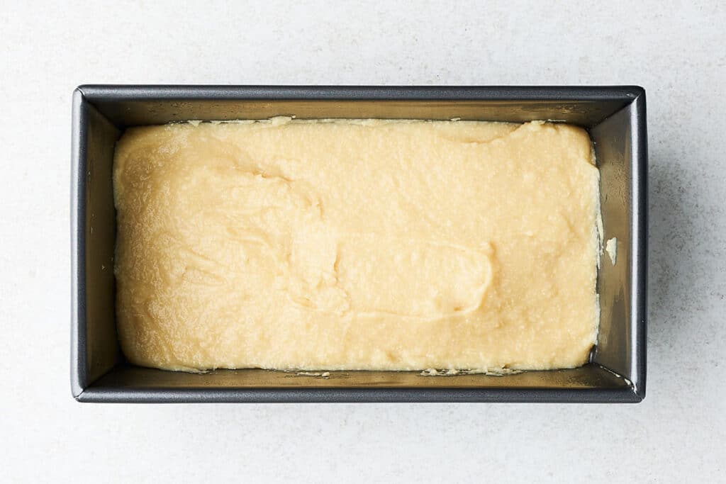 Chickpea tofu dough in a pan.