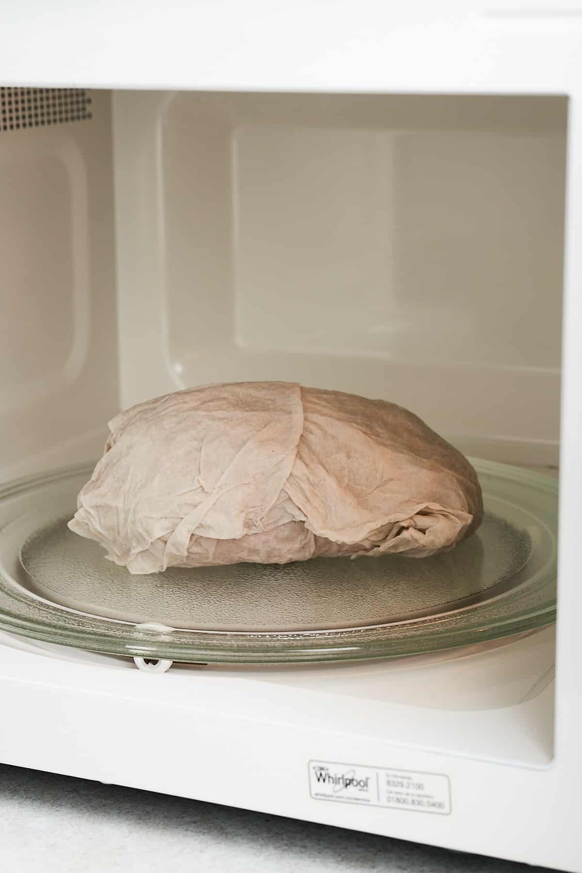Wrapped sweet potato in the microwave.