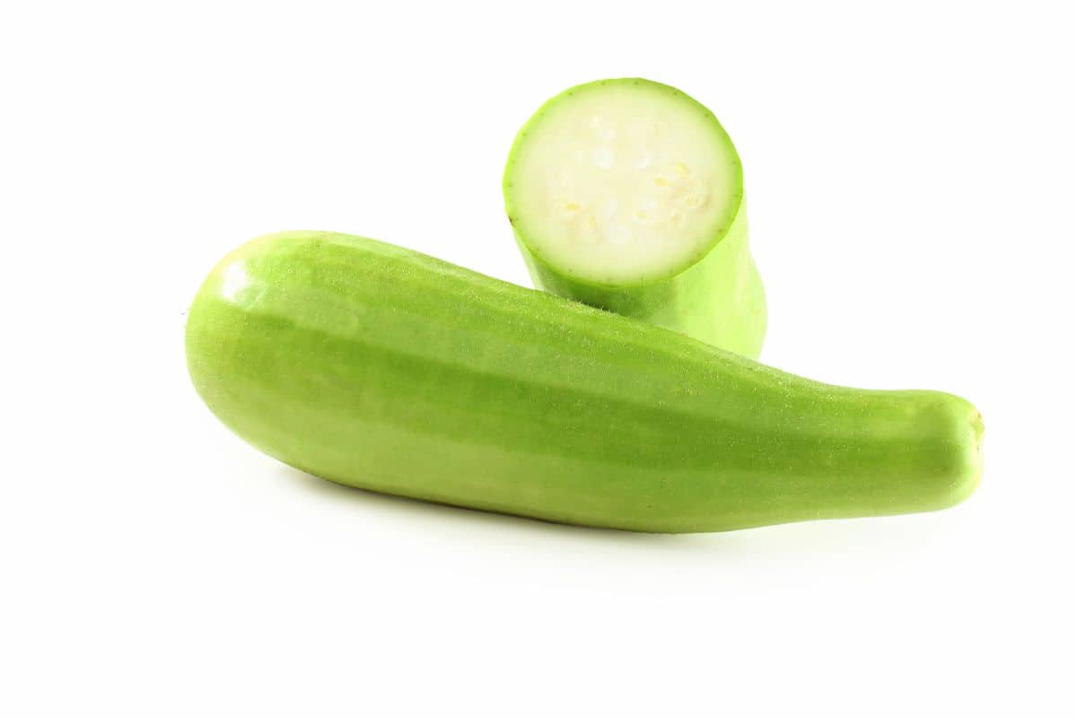 A bottle gourd on a white background.