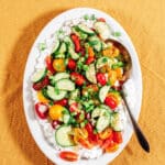 Cottage cheese salad on a platter.