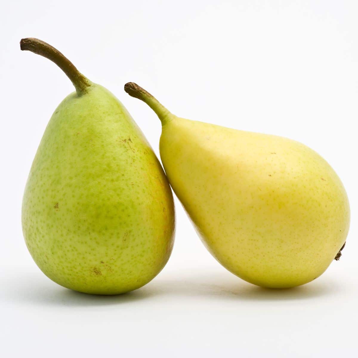 European pears on a white background.