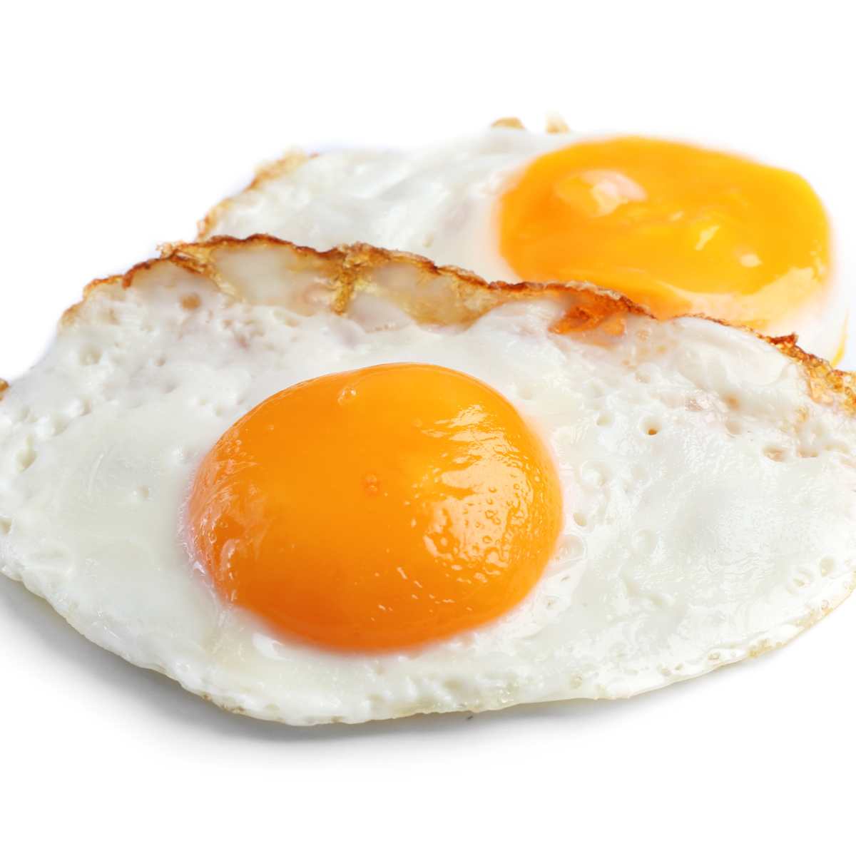 Sunny side up egg on a white background.