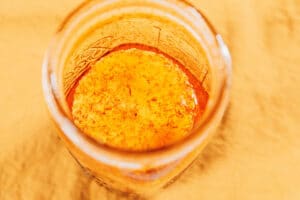 Marinating tofu.