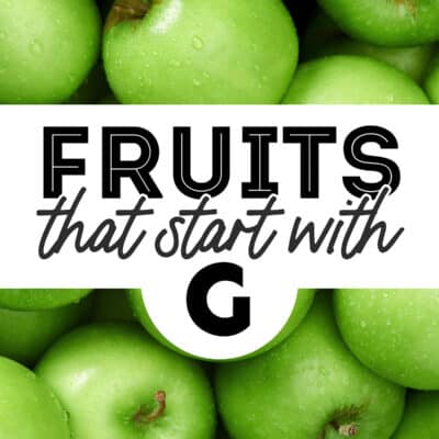 Collage that says "fruits that start with G".