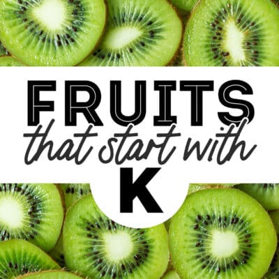 Collage that says "fruits that start with K".