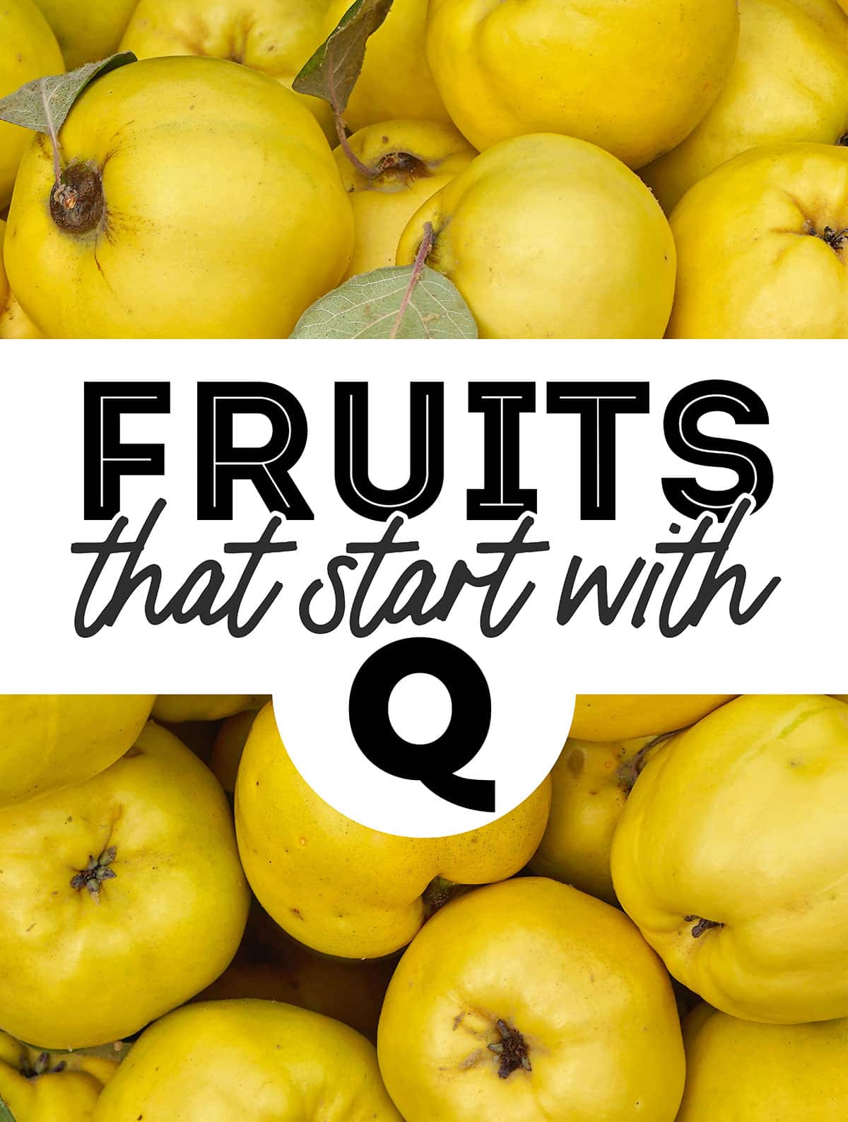 Collage that says "fruits that start with Q".